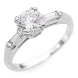 Vintage 14K White Gold 1.05 TCW Diamond Engagement Ring