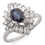 Vintage 14K White Gold 0.86 Ct. Sapphire and Diamond Halo Ring