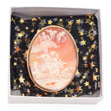 Antique Yellow Gold Victory Scene Cameo Pendant Brooch