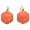 Antique 12K Yellow Gold Red Coral Latch Back Earrings