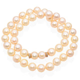 Vintage 18K Yellow Gold Pearl and Diamond Rondelle Necklace