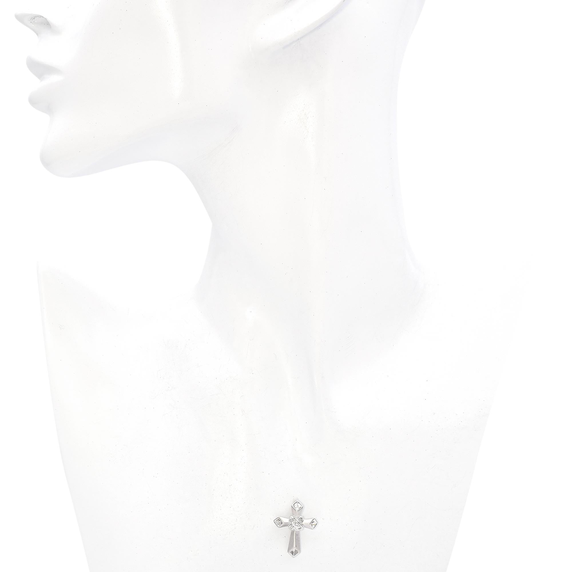 14K White Gold Sandblasted Cross Pendant