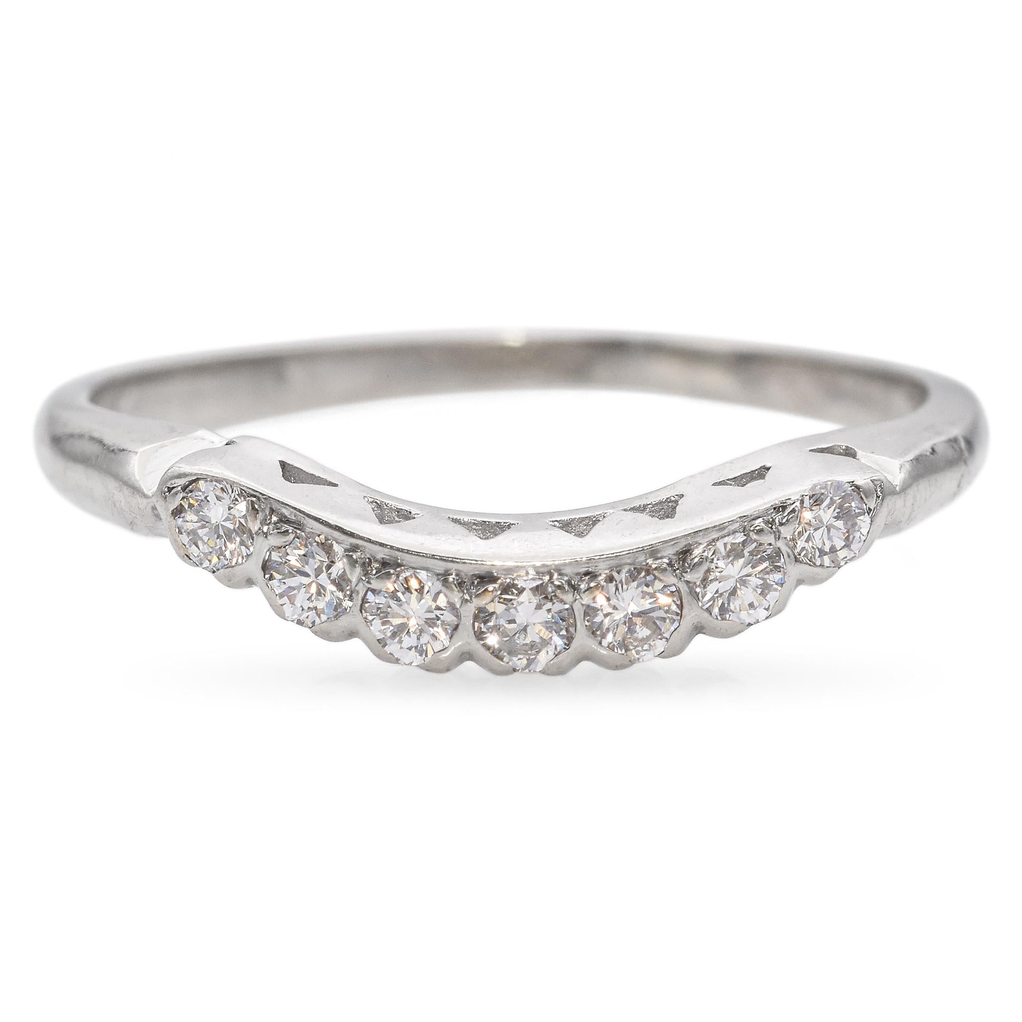 Vintage 14K White Gold Diamond Wedding Band