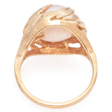 Vintage 10K Yellow Gold Mabe Pearl Floral Cocktail Ring