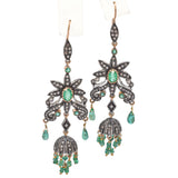 Vintage Emerald and Diamond Chandelier Drop Earrings