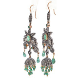 Vintage Emerald and Diamond Chandelier Drop Earrings