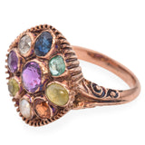 Antique 9K Yellow Gold Multi-Gemstone Ring