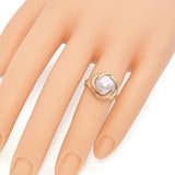 Vintage 10K Yellow Gold Mabe Pearl Floral Cocktail Ring