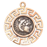 Vintage 17k Rose Gold Meander Frame Goddess Athena Silver Coin Pendant