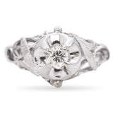 Antique 10K White Gold Diamond Engagement Ring