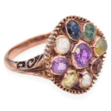 Antique 9K Yellow Gold Multi-Gemstone Ring