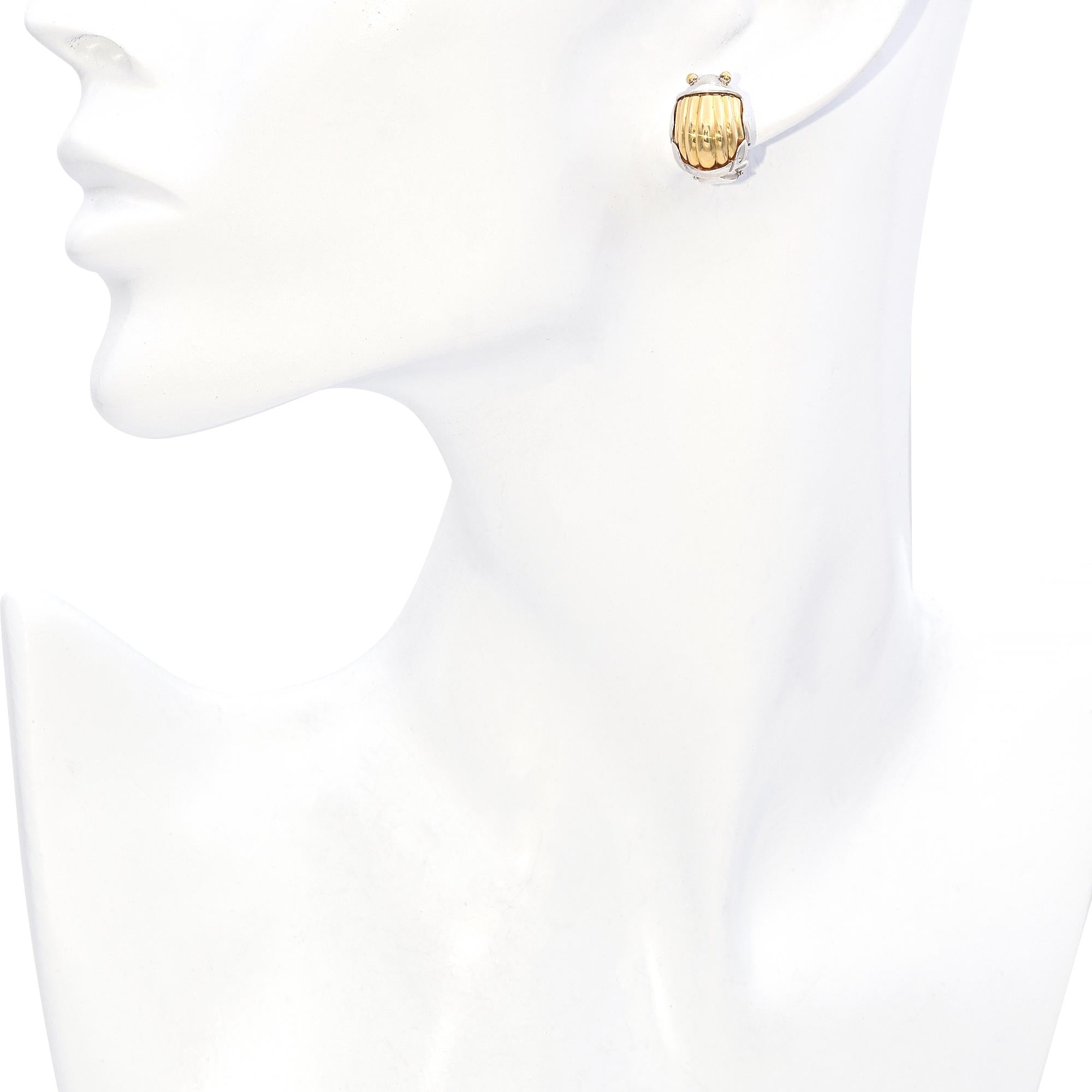 1993 Tiffany and Co. 18K Yellow Gold and Sterling Silver Scarab Beetle Earrings