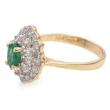 14K Yellow Gold 0.42 Ct. Emerald and Diamond Halo Cocktail Ring