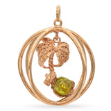 Vintage Yellow Gold Peridot Hawaii Palm Tree Pendant