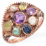 Antique 9K Yellow Gold Multi-Gemstone Ring