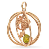 Vintage Yellow Gold Peridot Hawaii Palm Tree Pendant