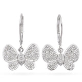 14K White Gold 1.29 TCW Diamond Butterfly Dangle Earrings