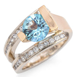 Frank Reubel 14K Yellow Gold Blue Topaz & 0.39 TCW Diamond Channel Set Ring