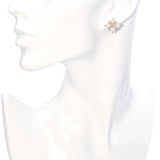 14k Yellow Gold Diamond and Opal Stud Earrings