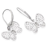 14K White Gold 1.29 TCW Diamond Butterfly Dangle Earrings