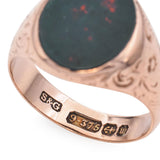 Antique 9k Rose Gold Bloodstone Signet Ring