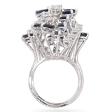 Vintage White Gold Sapphire and Diamond Cluster Ring