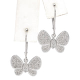 14K White Gold 1.29 TCW Diamond Butterfly Dangle Earrings