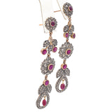 Vintage Ruby and Diamond Floral Drop Earrings