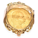 Vintage 14K Gold Ring with 24K Austrian 1 Ducat Gold Coin