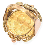 Vintage 14K Gold Ring with 24K Austrian 1 Ducat Gold Coin