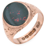 Antique 9k Rose Gold Bloodstone Signet Ring