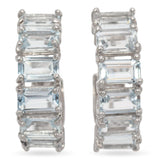 14k White Gold Aquamarine Half Hoop Earrings