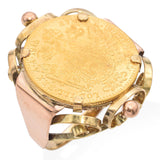 Vintage 14K Gold Ring with 24K Austrian 1 Ducat Gold Coin