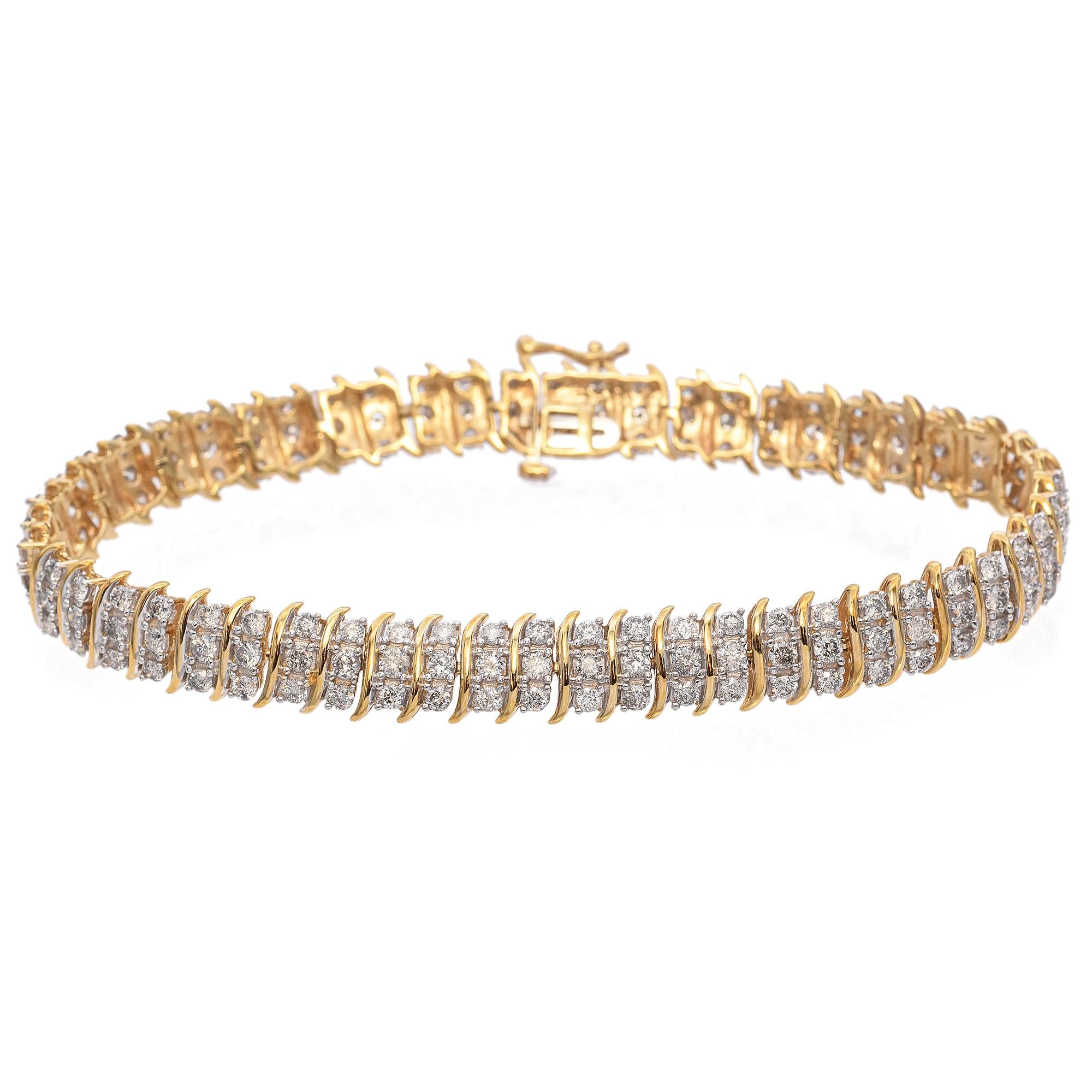 10K Yellow Gold 1.62 TCW Diamond Link Bracelet