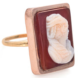 Antique Rose Gold Hardstone Cameo Ring