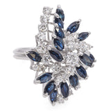 Vintage White Gold Sapphire and Diamond Cluster Ring