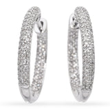 14K White Gold Inside Out 0.53 TCW Diamond Hoop Earrings