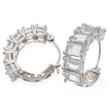 14k White Gold Aquamarine Half Hoop Earrings