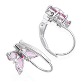 14K White Gold Pink Topaz Butterfly Earrings