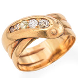 Antique 18K Yellow Gold 0.32 TCW Old European Mine Cut Diamond Snake Ring