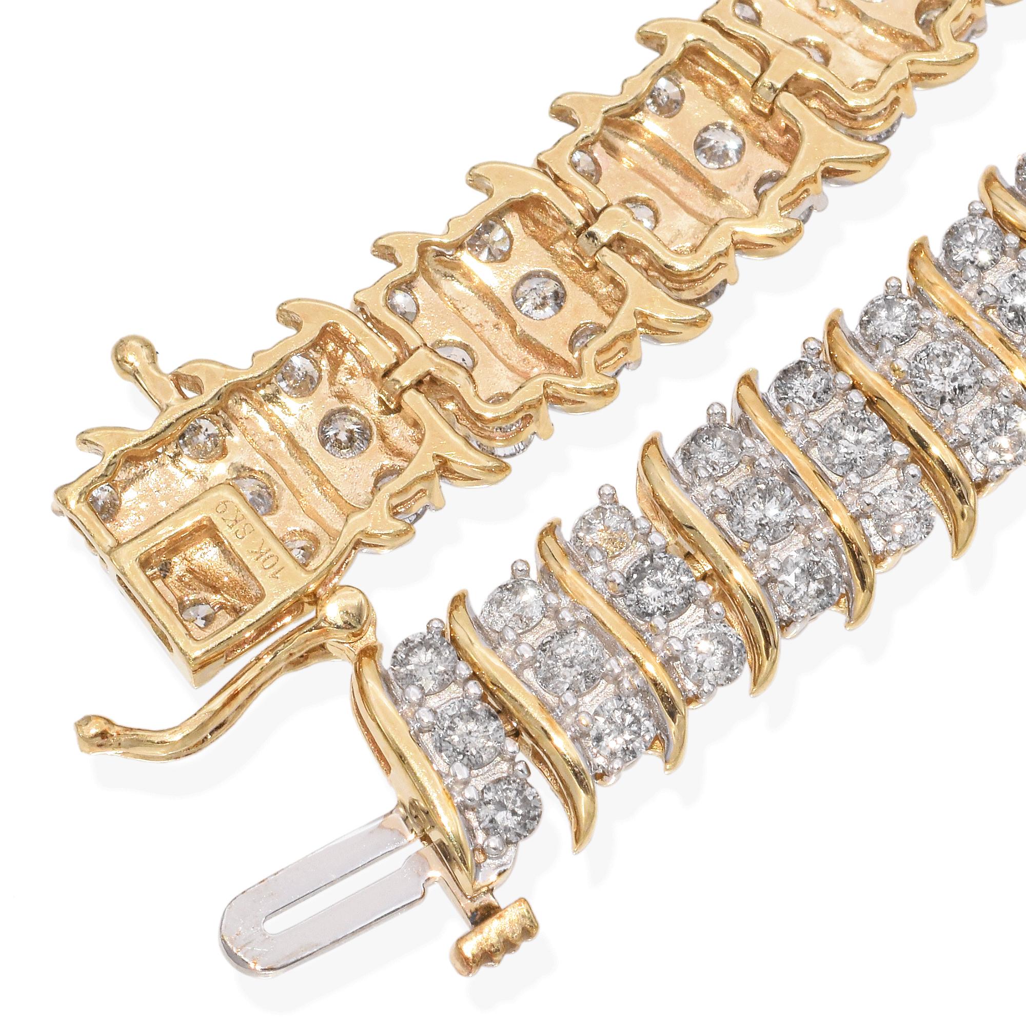 10K Yellow Gold 1.62 TCW Diamond Link Bracelet