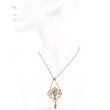 Antique Turquoise and Seed Pearl Lavalier Necklace