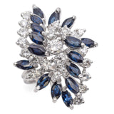 Vintage White Gold Sapphire and Diamond Cluster Ring