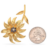 Tiffany & Co. 18K Yellow Gold Diamond & Sapphire Flower Brooch