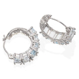 14k White Gold Aquamarine Half Hoop Earrings