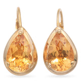 14K Yellow Gold 2.1 TCW Pear Citrine Drop Earrings