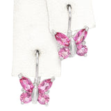 14K White Gold Pink Topaz Butterfly Earrings