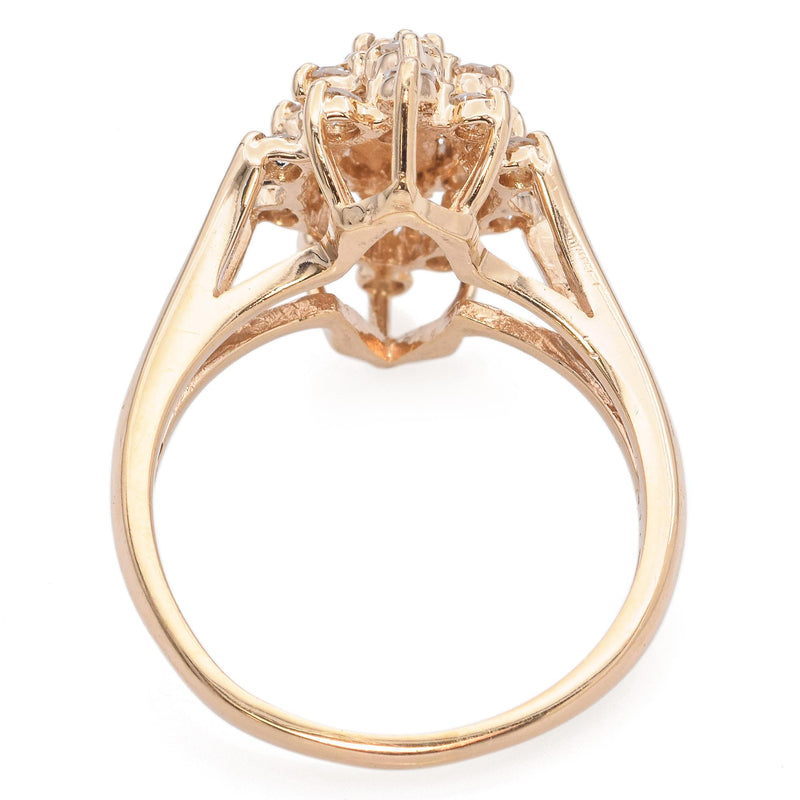 14k Yellow Gold Diamond Cluster Ring