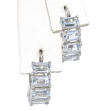 14k White Gold Aquamarine Half Hoop Earrings