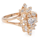 14k Yellow Gold Diamond Cluster Ring